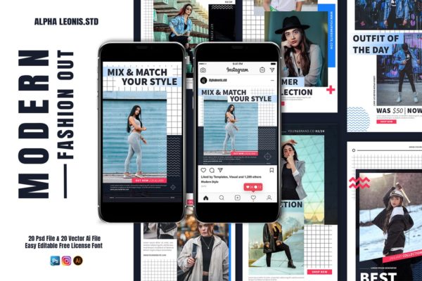 现代时尚社交媒体故事和帖子素材 Modern Fashion Out Stories & Post