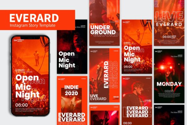 电子音乐活动Instagram故事模板 Everard Event Music Instagram Story RH