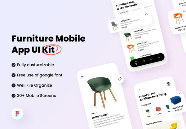 设计森林下午茶：家具商店App应用UI套件
