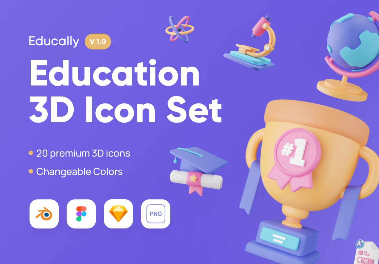 Educally – Education 3D Icon Set
