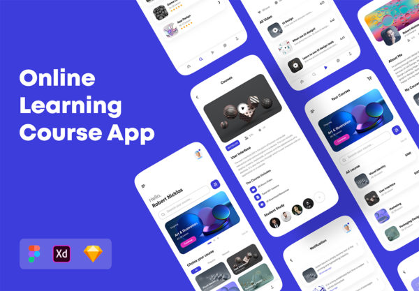 设计森林下午茶：在线学习课程App应用UI套件