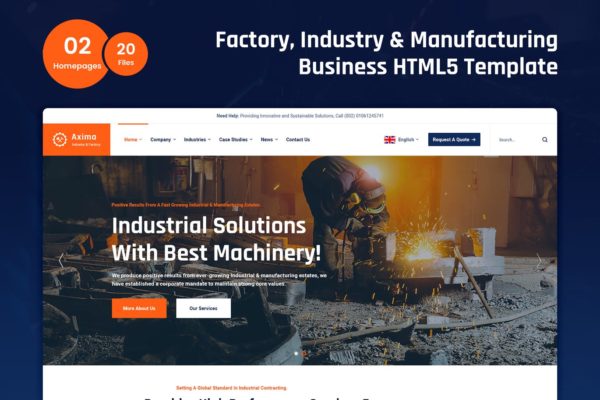 工厂和工业官方网站HTML5模板 Axima – Factory and Industry HTML5 Template