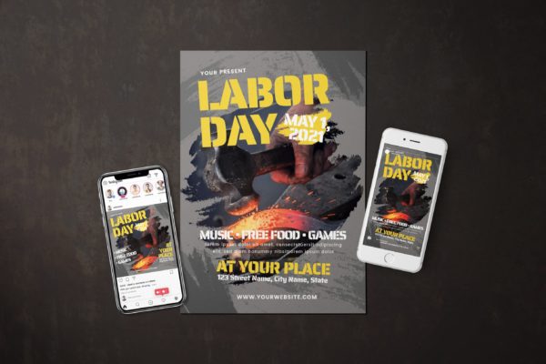 工人劳动节海报模板 Labor Day – Flyer Media Kit