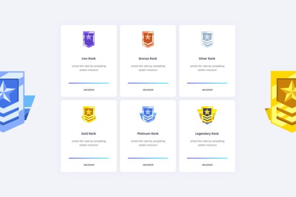 6个排名等级游戏徽章设计素材 6 Ranks Gamification Badges