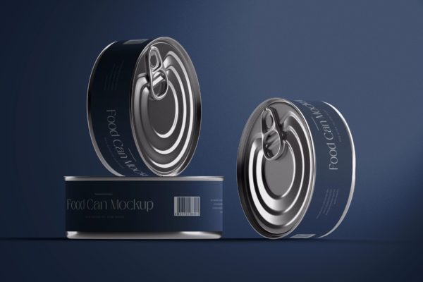 金属食品罐头包装效果图样机 Food Tin Can Mockup