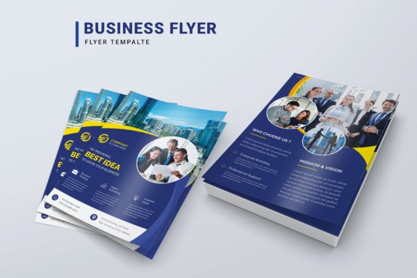 蓝色商务海报传单设计模板 Business flyer template blue