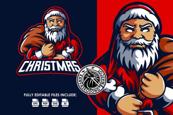 圣诞老人标志Logo模板 Christmas Santa  Logo Template