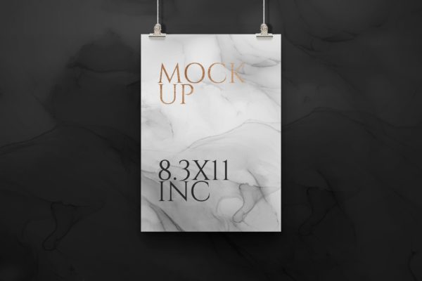 A4金属夹吊挂海报样机 A4 Hanging Poster Mockup