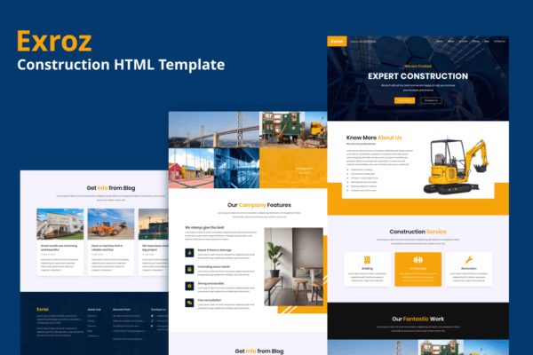 建筑施工企业网站模板 Exroz – Construction Template