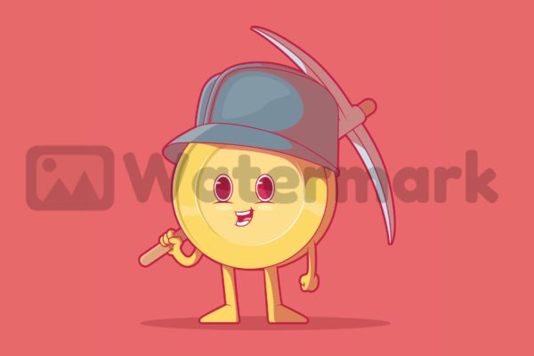 挖矿虚拟币矢量插画 Mining Coin