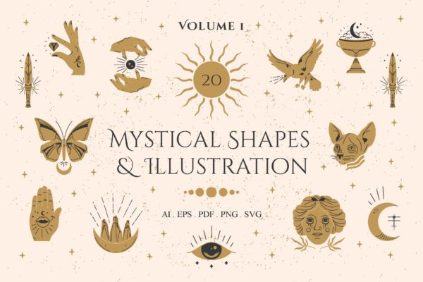 神秘形状和插画素材v1 Mystical Shapes & Illustration