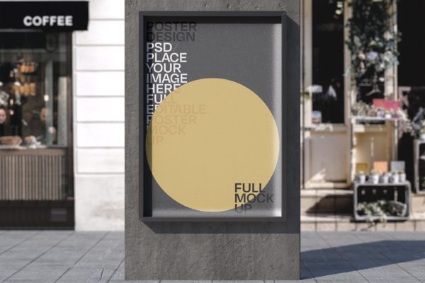 户外街道广告牌海报样机 Outdoors Poster Mockup