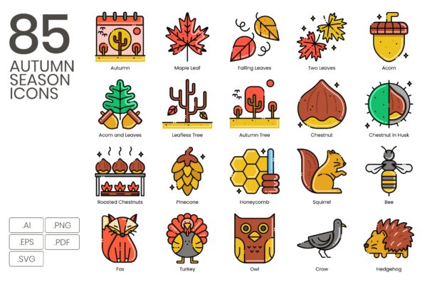 85个美学系列秋季图标 85 Autumn Season Icons – Aesthetics Series