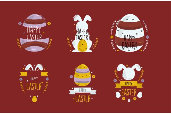 复活节彩蛋徽章插画 Easter Egg Badges Illustration