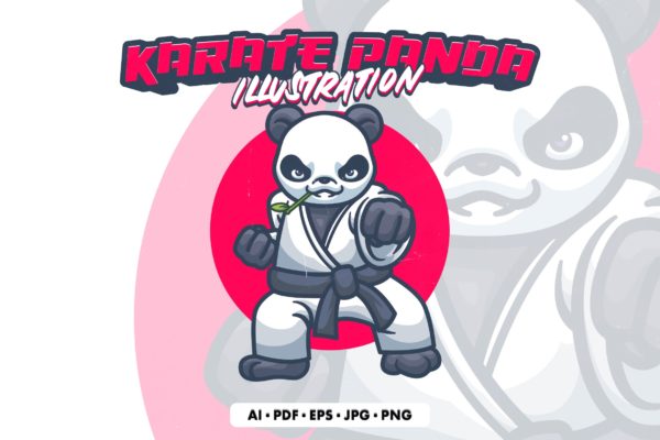 空手道熊猫矢量插画 Karate Panda Illustration