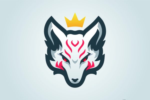 皇冠狐狸标志矢量插画 Kitsune King