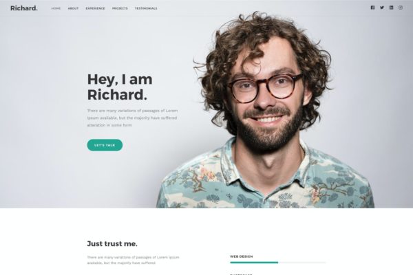 简单的单页个人网站模板 Richard. – Easy Onepage Personal Template