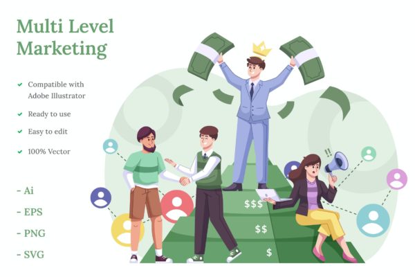 多层次营销矢量插画 Multi Level Marketing Illustration