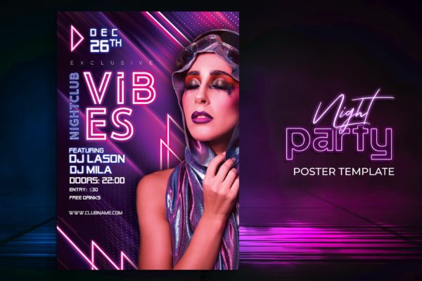 夜总会派对海报模板 Night Club Party Poster Template