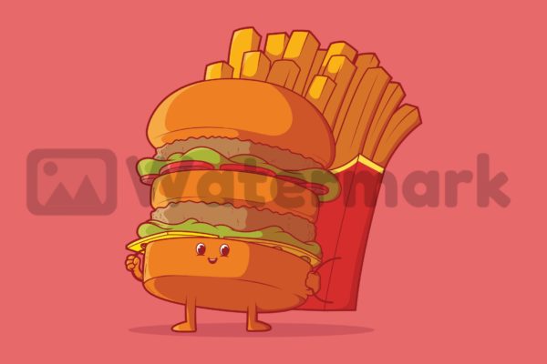 旅行汉堡角色矢量插画素材 Travelling Burger
