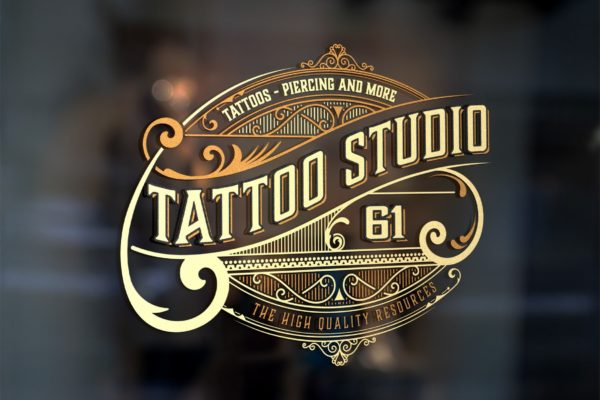 复古纹身标志Logo设计模板 Vintage Tatto logo