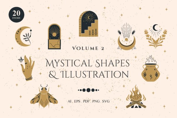 神秘形状和插画素材v2 Mystical Shapes & Illustration