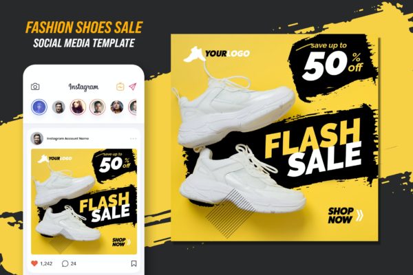鞋子销售社交媒体模板 Shoes Sale Social Media Template