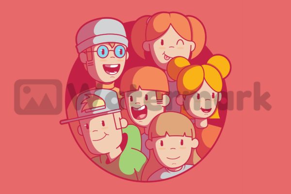 儿童团队矢量插画素材 Kids Group