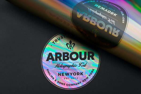 渐变全息标志Logo样机 Holographic Logo Mockup