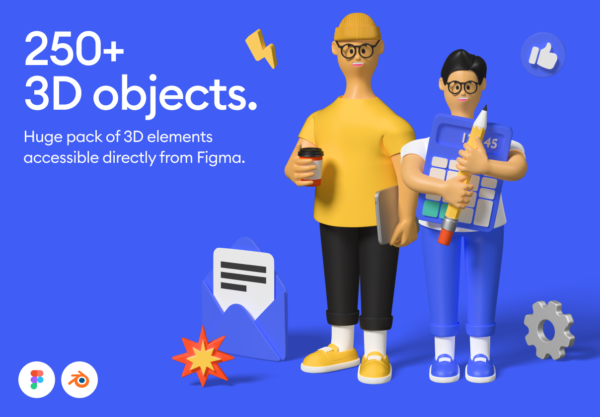 设计森林下午茶：250+元素3D图标套件[3.79GB]
