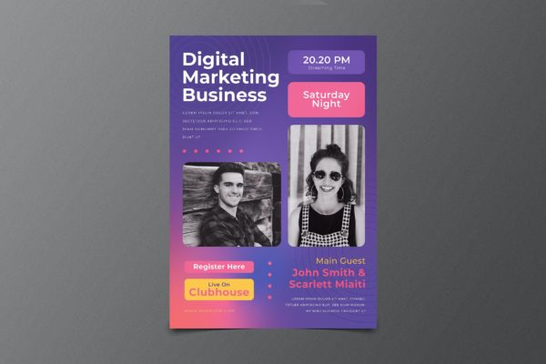 商业数字营销传单海报设计 Clubhouse Business Marketing Flyer