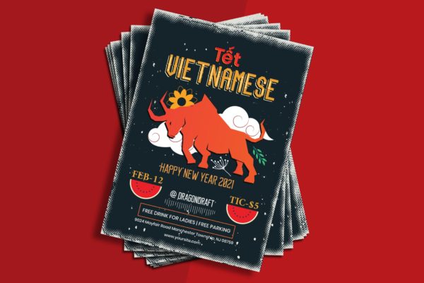 越南新年活动传单模板 Vietnamese New Year Flyer Template