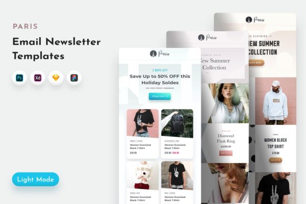 时装促销邮件订阅设计模板 Paris Email Templates