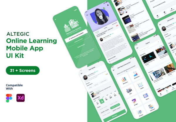 设计森林下午茶：在线学习、教育App应用UI套件