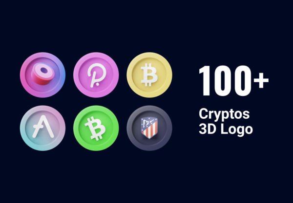 设计森林下午茶：100+3D加密货币徽标图标
