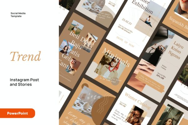 优雅时尚的Instagram 套件PPT模板 Elegant Fashion Instagram Kit Powerpoint Template
