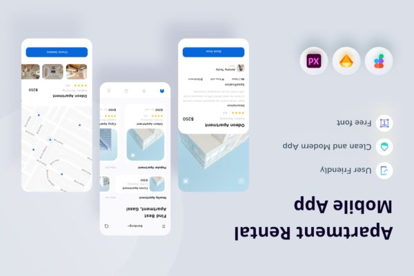 公寓出租App界面设计模板 Apartment Rental App