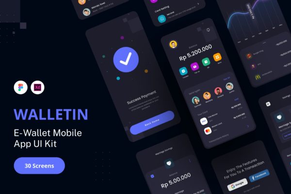 电子钱包App iOS UI设计模板 WalletIn – E-Wallet App
