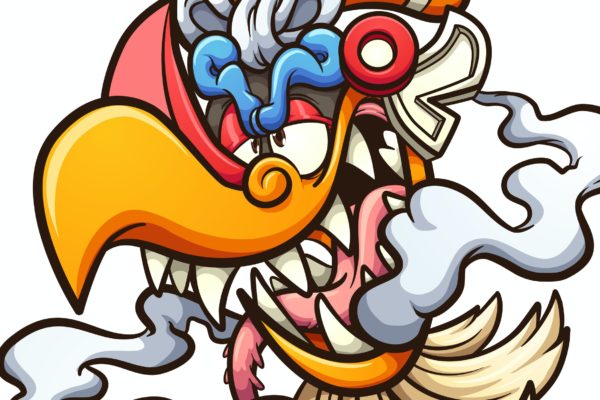阿兹特克神话元素卡通矢量剪贴画 Ehecatl God