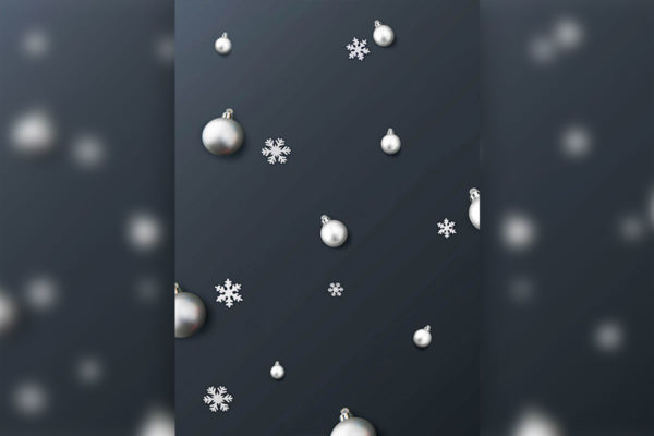 银色雪花圣诞球海报设计韩国素材[PSD]