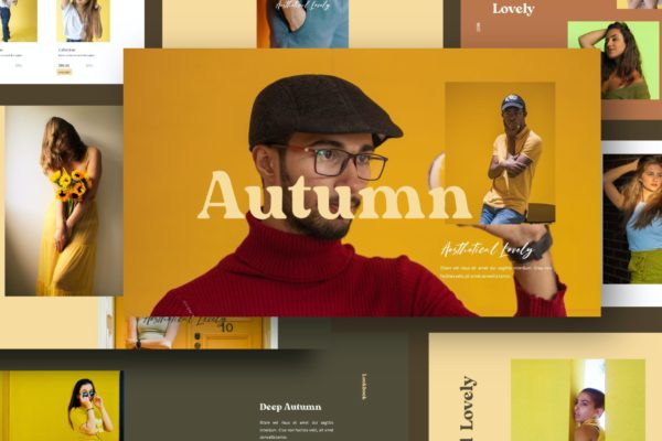 秋季时尚服装推广PPT模板 Autumn Powerpoint Template