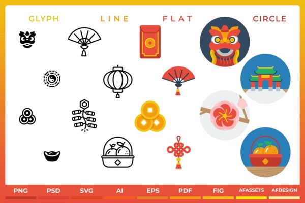 48枚农历新年活动图标 Chinese New Year – Icon’t Event 48