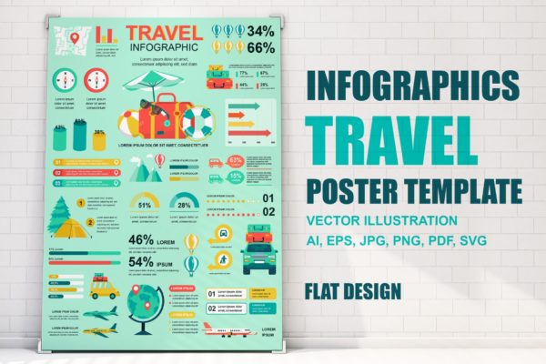 假期旅行主题信息图表海报设计模板 Travel Vacation Infographics Poster Template