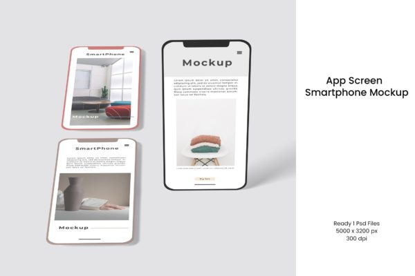 App应用展示屏幕智能手机样机 App Screen Smartphone Mockup