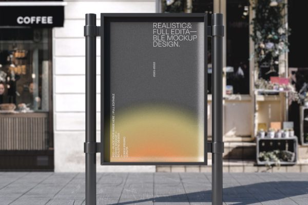 户外矩形广告牌海报样机 Rectangular Poster Outdoors Mockup
