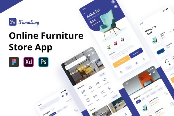 网上家具店App iOS UI设计模板 Furnitury – Online Furniture Store App