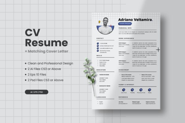 图形设计师应聘简历设计模板 CV Resume