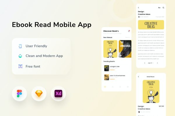 电子书阅读App界面设计模板 Ebook Read Mobile App