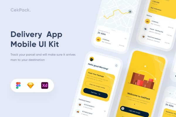 送货App应用界面UI设计套件 Delivery Mobile App – Uixasset