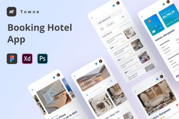 订酒店App iOS UI设计模板 Towne – Hotel Booking App